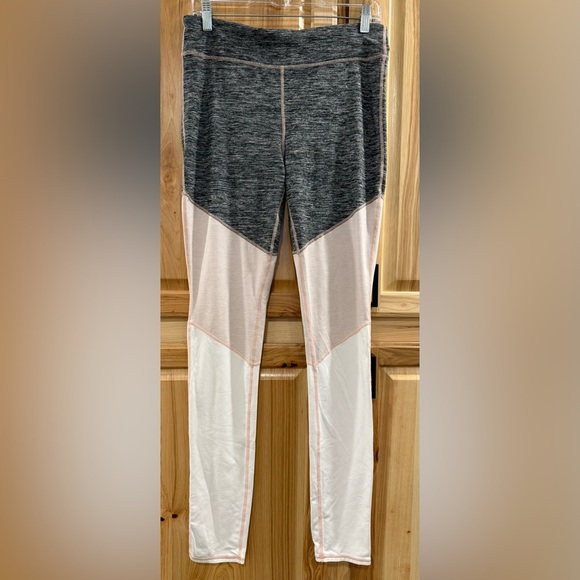 FP Movement Gray White, and Pink Colorblock Leggings with High Waist Active Fun - Picture 2 of 13